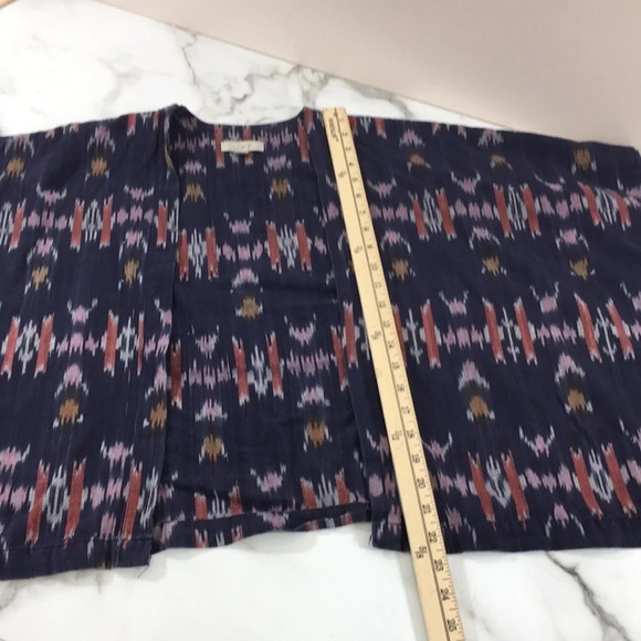 LOFT Blue Pink Aztec Print Cotton Cardigan Womens XS Small Dolman Open Front - Picture 9 of 9